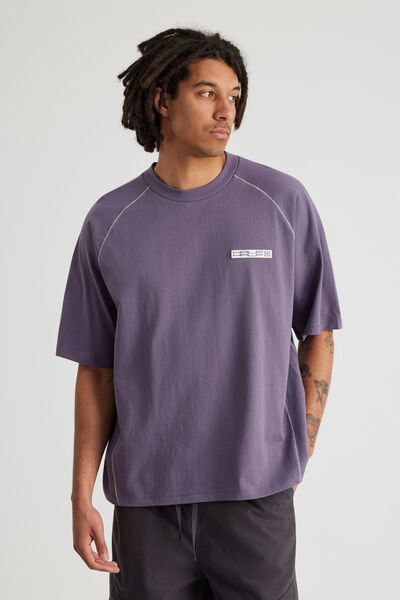 Half Half Boxy Tshirt, HH GRAPE PUMICE/HALF HALF TONAL