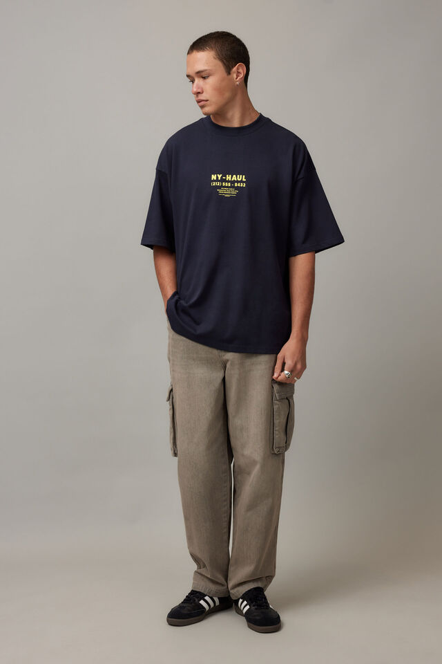 Half Half Heavyweight Box Fit Graphic Tshirt, HH NAVY BLAZER/NY HAUL