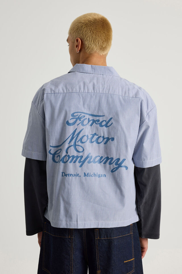 Lcn Ford Short Sleeve Shirt, LCN FORD STRIPE MOTO COMPANY