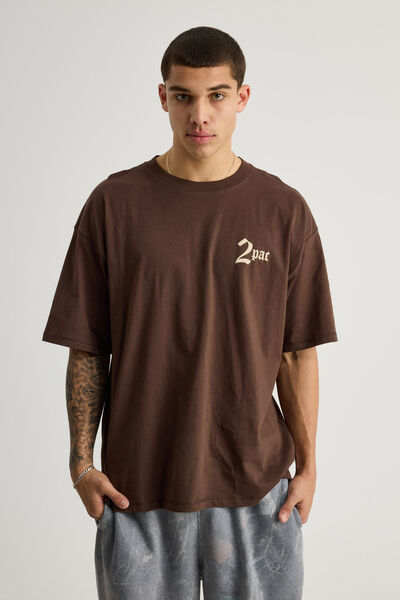 Box Fit Music Merch T Shirt, LCN BRA TUPAC BRACKEN/CREATED EQUALLY