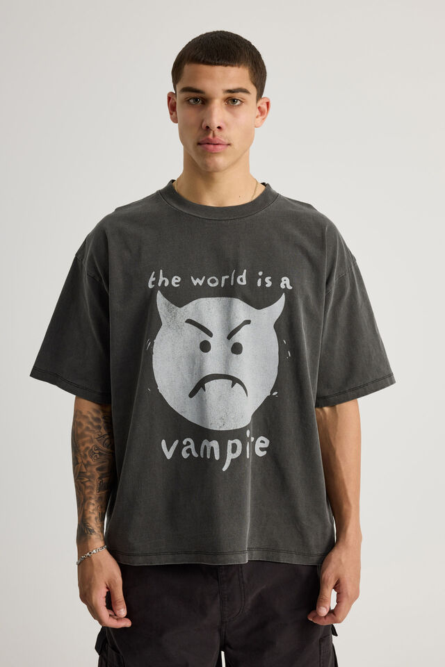Archive Music Merch T Shirt, LCN MT SMASHING PUMPKINS WASHED BLACK/VAMP