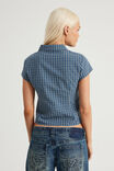 Short Sleeve Fitted Shirt, NAVY NEUTRAL CHECK - example image 3