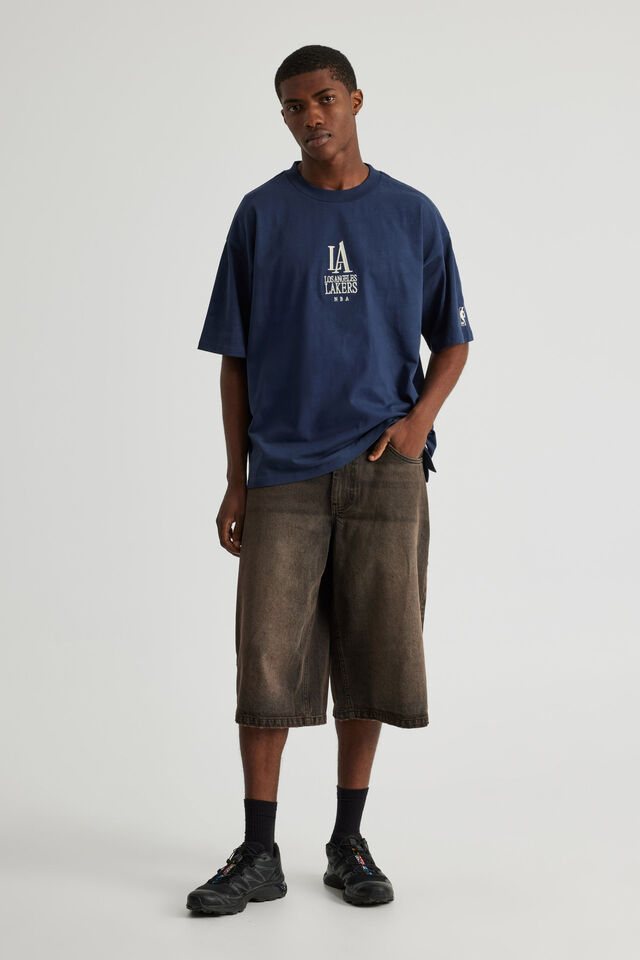 Heavy Weight Box Fit Nba Tshirt, LCN NBA STORM NAVY/LA LAKERS COLLEGIATE