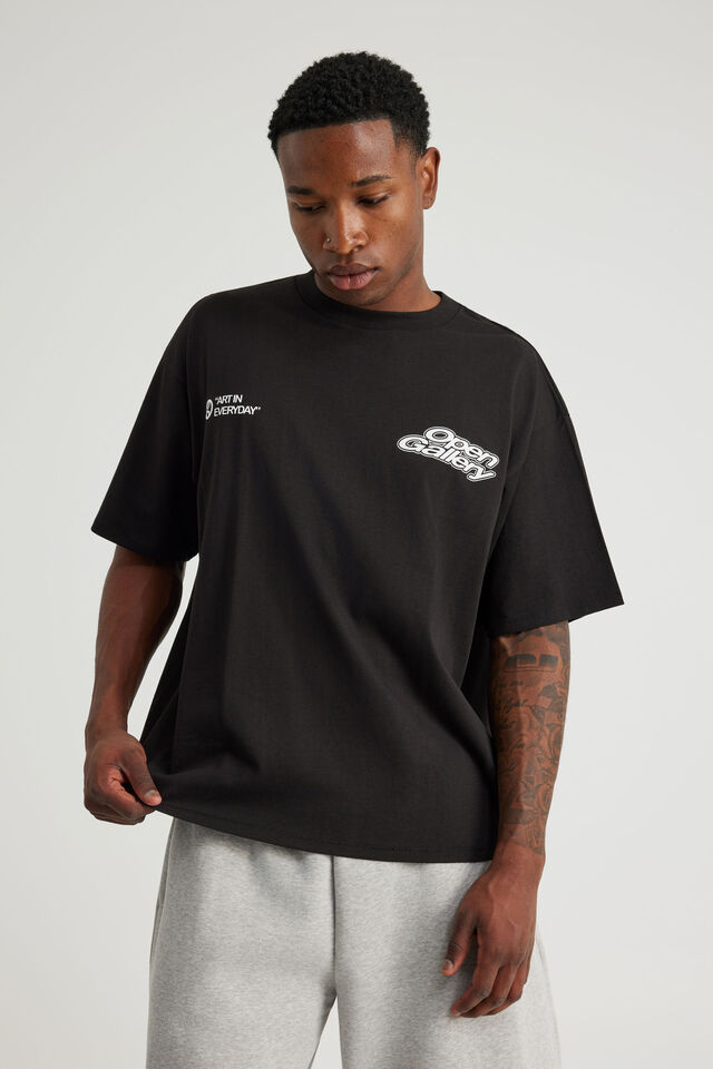 Open Gallery Box Fit Tshirt, OG BLACK/STRAWBERRY
