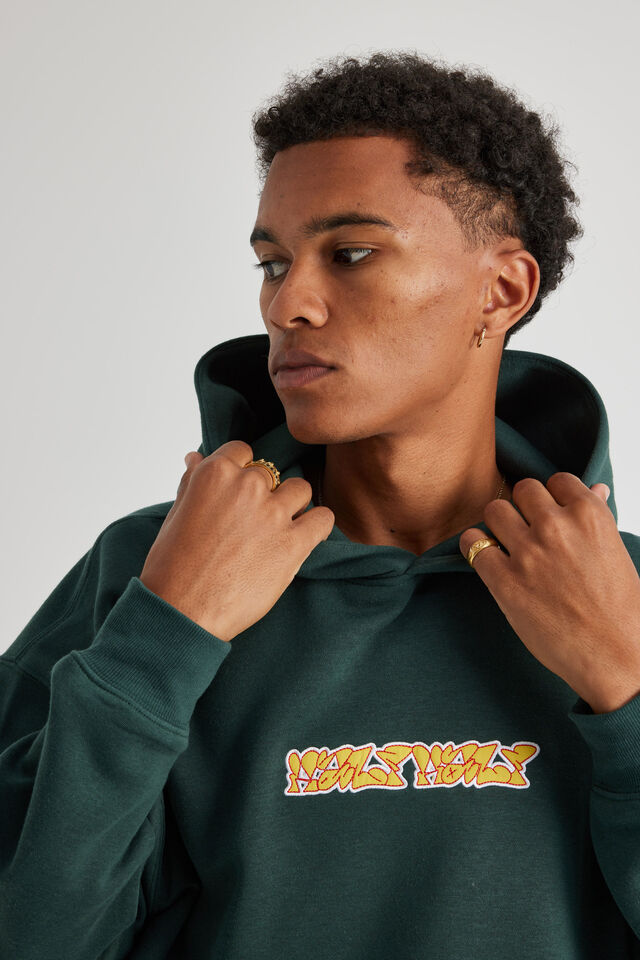 Half Half Hoodie, HH IVY GREEN/HALF HALF GRAFFITI