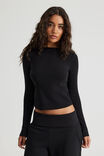 Authentics Fitted Long Sleeve Top, BLACK - alternate image 1