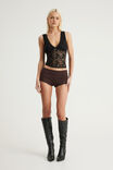 Lace V Neck Tank, BLACK - example image 2