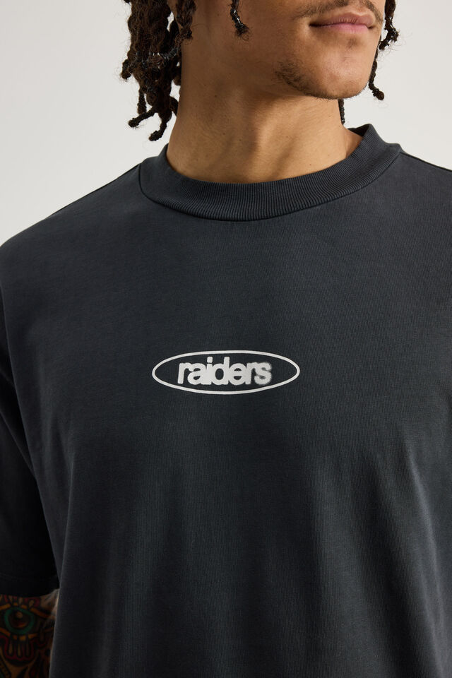 Heavyweight Box Fit Nfl Tshirt, LCN NFL RAIDERS WASHED SLATE/OAKLAND BARCODE