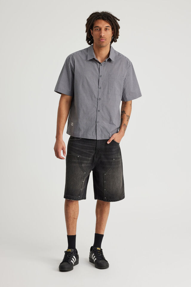 Half Half Short Sleeve Shirt, HH SLATE CHECK