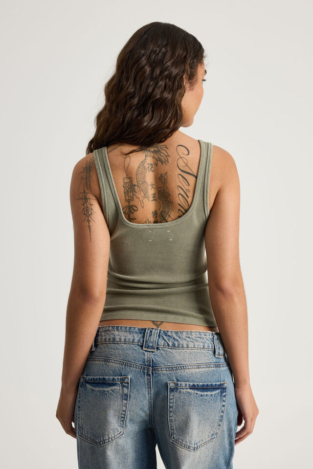 Graphic Scoop Neck Tank, KHAKI MIST/OPEN GALLERY