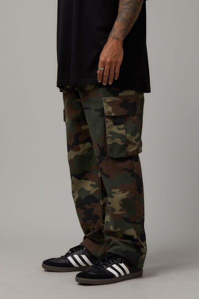 Half Half Straight Cargo Pant, CAMO