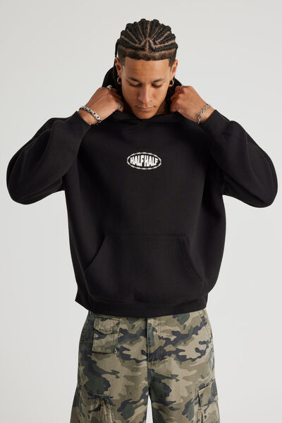 Half Half Hoodie, HH BLACK/TURBULENT