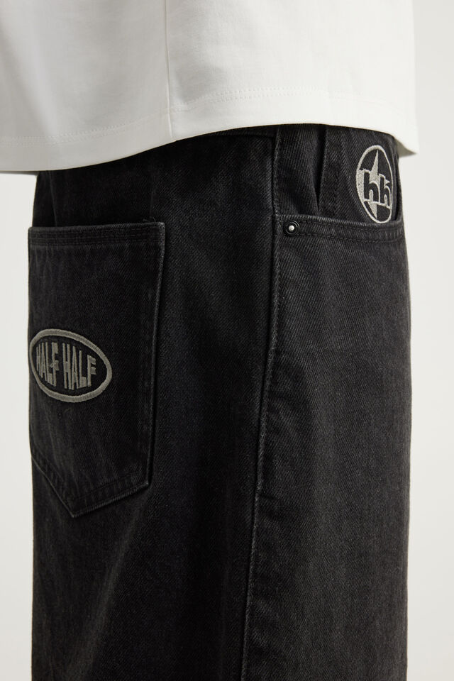 Half Half Classico Denim Short, CLEAN WASHED BLACK