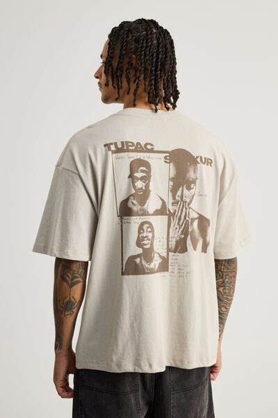 Archive Music Merch T Shirt, LCN BRA TUPAC FOG/TONAL COLLAGE