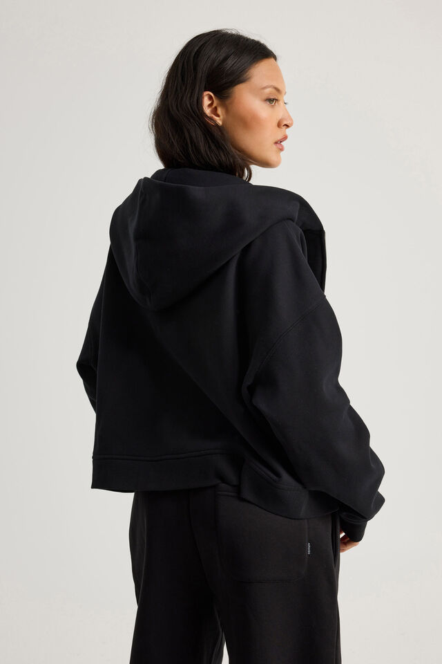 Authentics Boxy Crop Zip Through, BLACK
