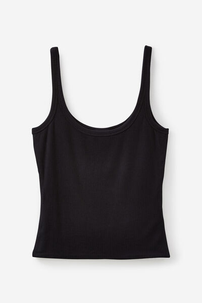 Authentics Scoop Neck Tank, BLACK