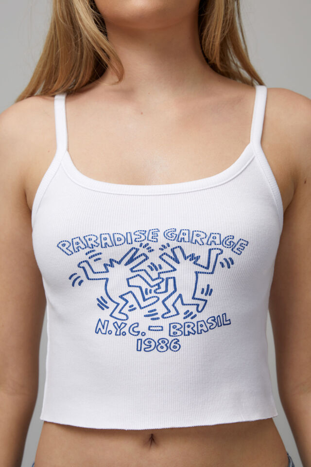 Keith Haring 90S Crop Tank, LCN KEI WHITE/PARADISE GARAGE