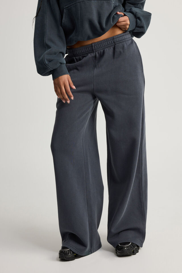 Classic Wide Leg Trackpant, WASHED NAVY