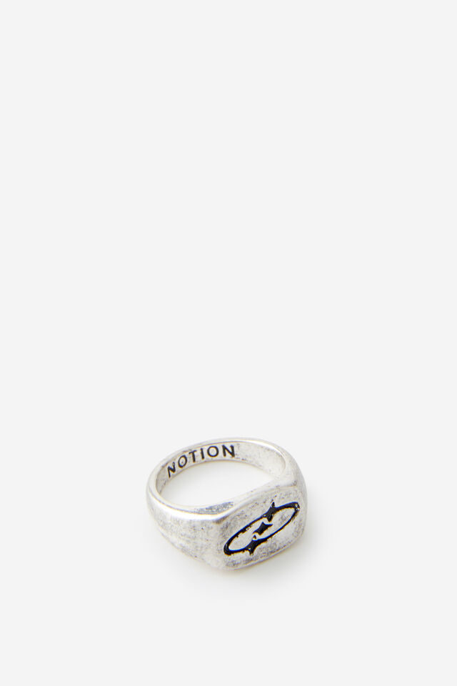 Notion Signet Ring, ANTIQUE SILVER