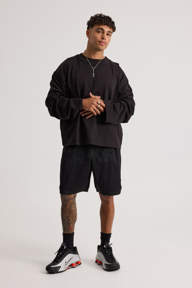 Nfl Basketball Short, LCN NFL BLACK/RAIDERS BLACK STEALTH