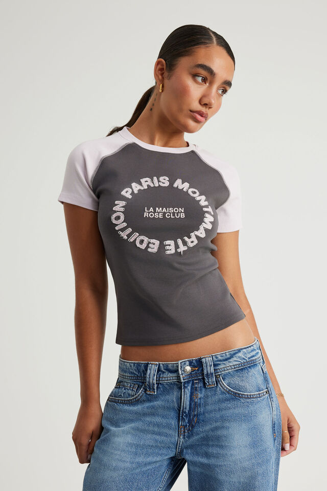 Fitted Graphic Tee, WASHED BLACK/LA MAISON