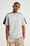 Half Half Panelled Tee, HH GREY MARLE/NAVY BLAZER PANELLED PILL - example image 1