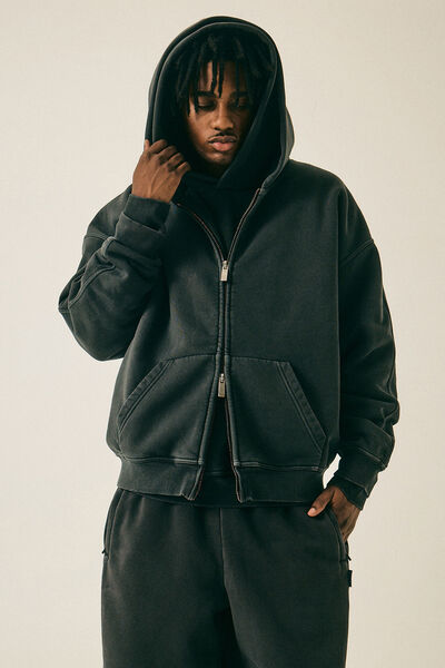 Authentics Premium Zip Through, WASHED BLACK