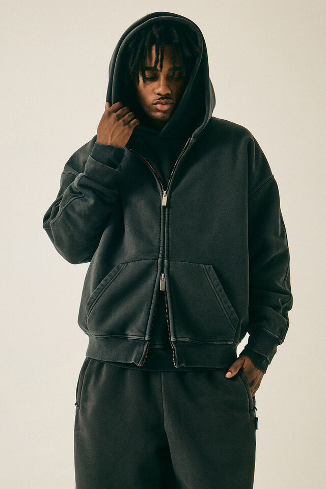Authentics Premium Zip Through, WASHED BLACK