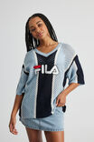 Fila Lcn Crochet V Neck Tee, NAVY BLAZER/BLUE FILA SPORT - alternate image 2