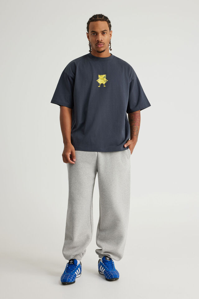 Spongebob X Half Half Heavyweight Box Fit T Shirt, LCN NIC SEAL/SPONGEBOB CAMO GRAFFITI