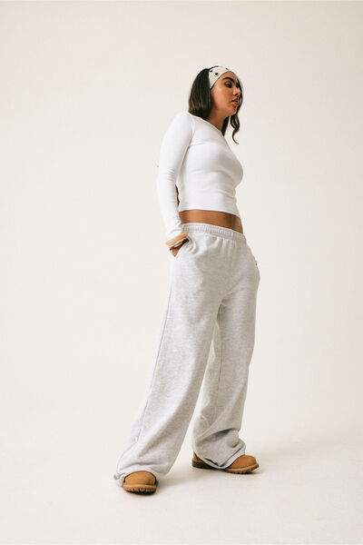 Classic Wide Leg Trackpant, SILVER MARLE