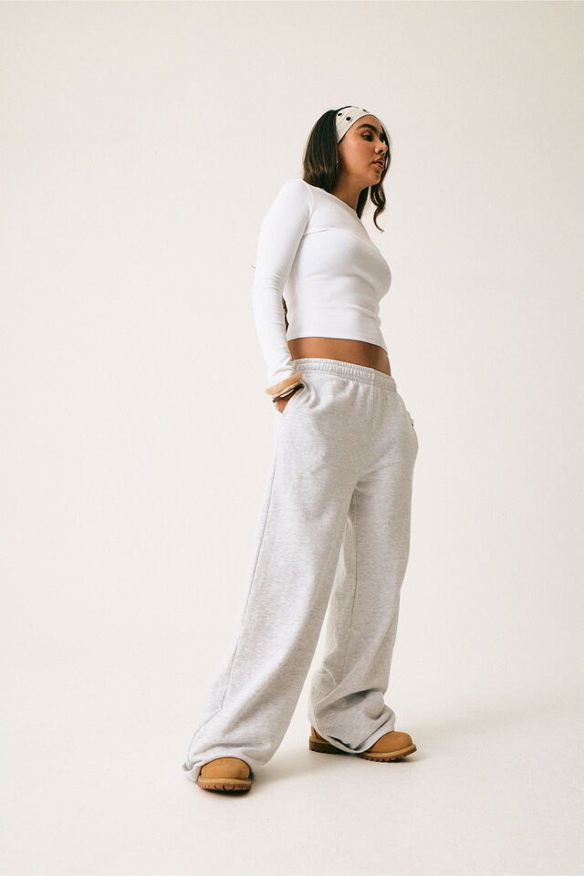 Classic Wide Leg Trackpant, SILVER MARLE
