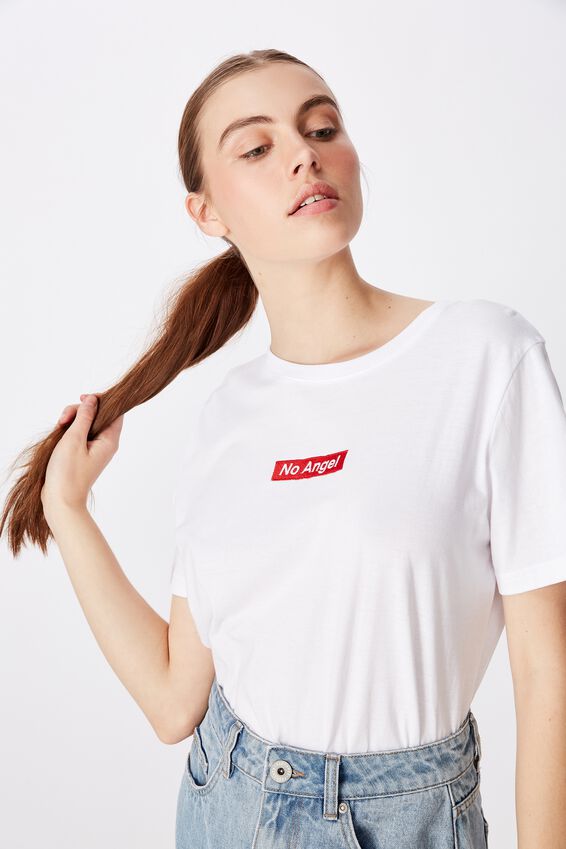 Relaxed Graphic T Shirt, WHITE/NO ANGEL