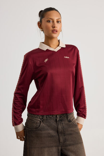 Notion Long Sleeve Fitted Sports Jersey, CHERRY LACQUER/NOTION
