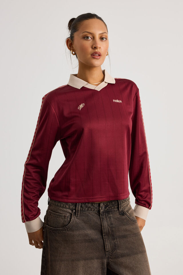 Notion Long Sleeve Fitted Sports Jersey, CHERRY LACQUER/NOTION