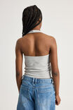 Scoop Neck Halter Top, GREY MARLE - alternate image 3