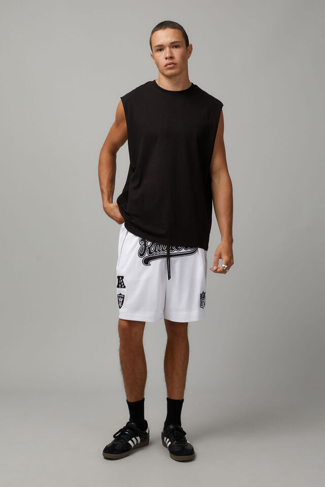 Nfl Basketball Short, LCN NFL WHITE BLACK RAIDERS