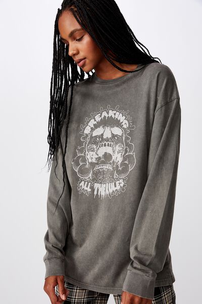 Oversized Ls Graphic Tee, BREAKING RULES/WASHED ASPHALT