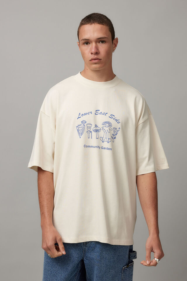 Half Half Heavyweight Box Fit Graphic Tshirt, OG OFF WHITE/COMMUNITY GARDEN