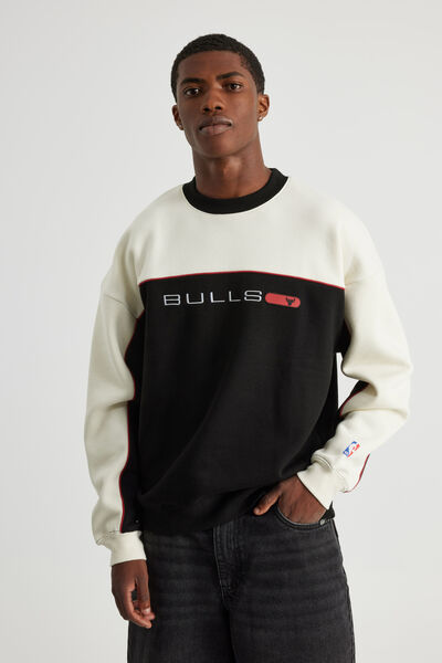 Panelled Nba Crew, LCN NBA WINTER WHITE/BLACK Y2K BULLS