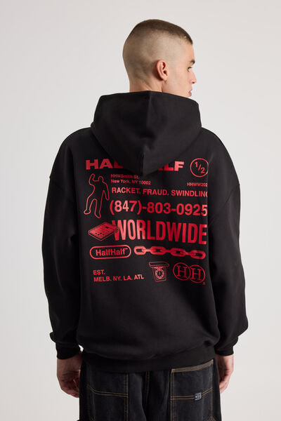 Half Half Hoodie, HH BLACK/WORLDWIDE