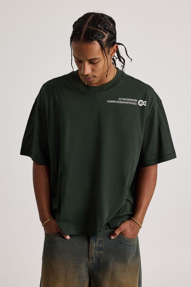 Open Gallery Box Fit Tshirt, OG KELP/PARALLEL DIVISION