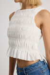 Ella Shirred Tank, WHITE - alternate image 4