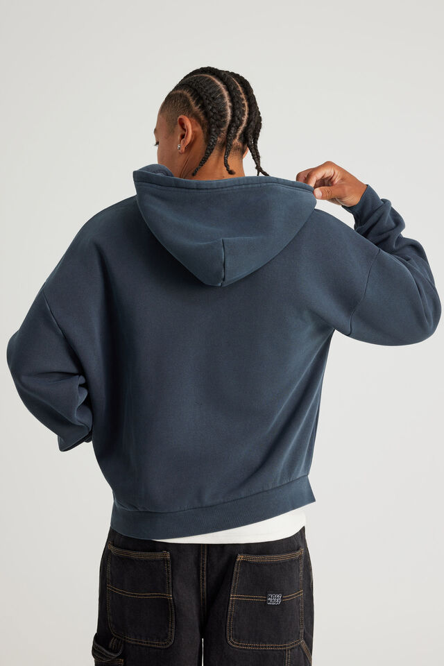 Authentics Boxy Zip Thru Hoodie, WASHED NAVY
