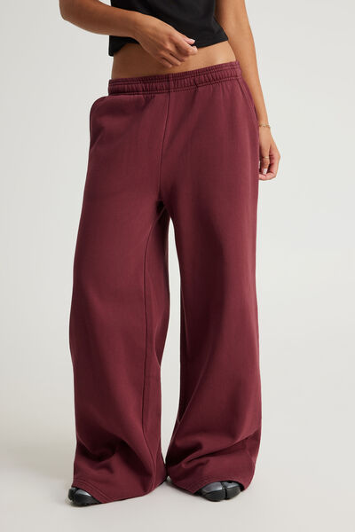 Classic Wide Leg Trackpant, WASHED CHERRY LACQUER