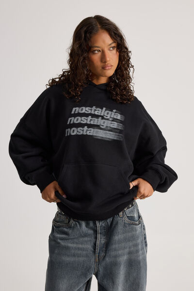 Harley Slouchy Hoodie, BLACK/NOSTALGIA