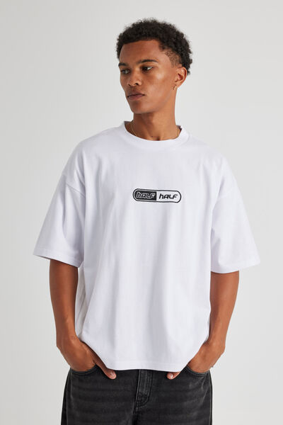 Half Half Heavyweight Box Fit Graphic Tshirt, HH WHITE/WORLDWIDE WEB