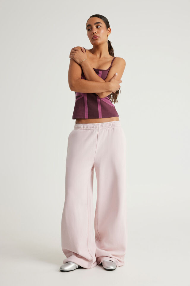 Classic Wide Leg Trackpant, WASHED PINK DUST