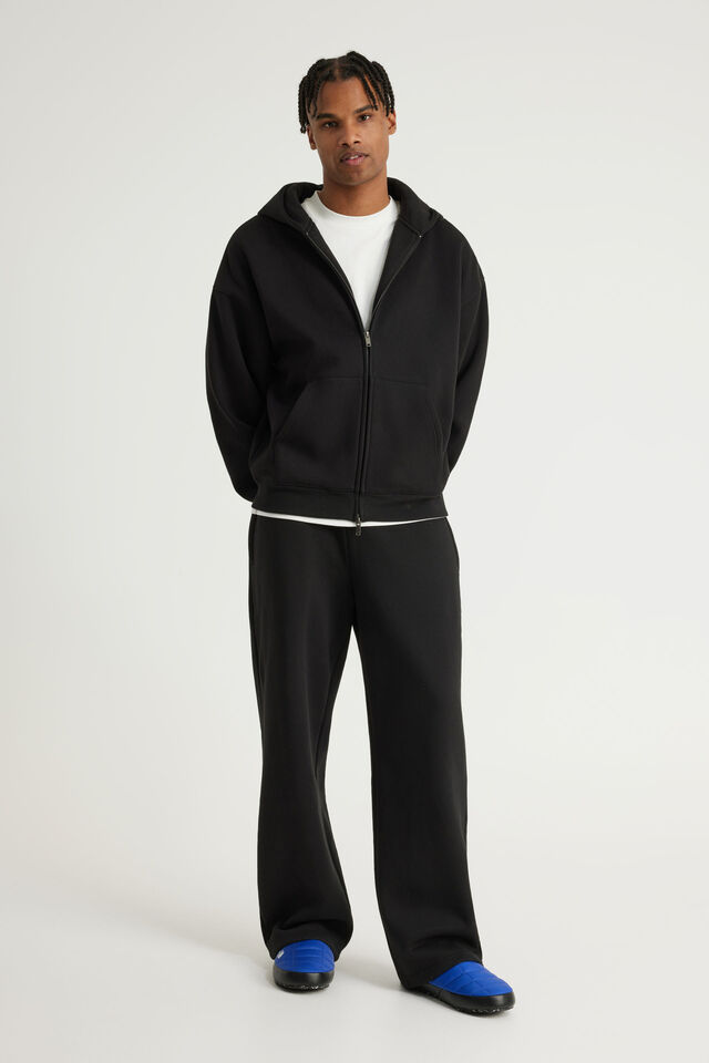 Authentics Boxy Zip Thru Hoodie, BLACK