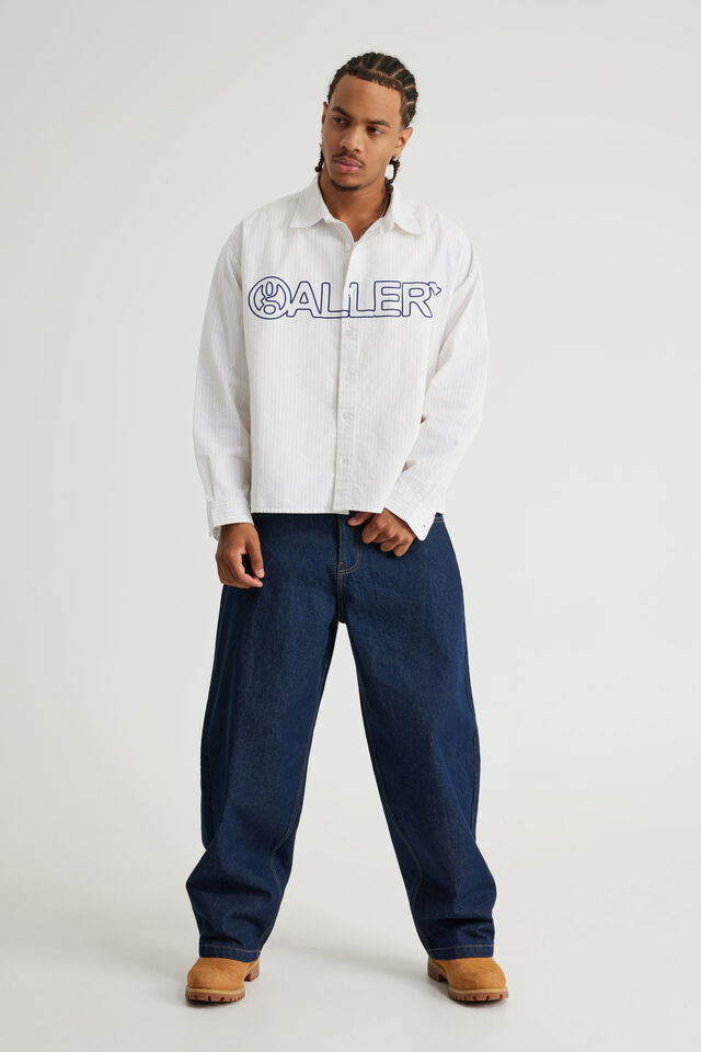 Open Gallery Boxy Cropped Long Sleeve Shirt, OG CLOUD STRIPE / CORPORATE BLUE GALLERY